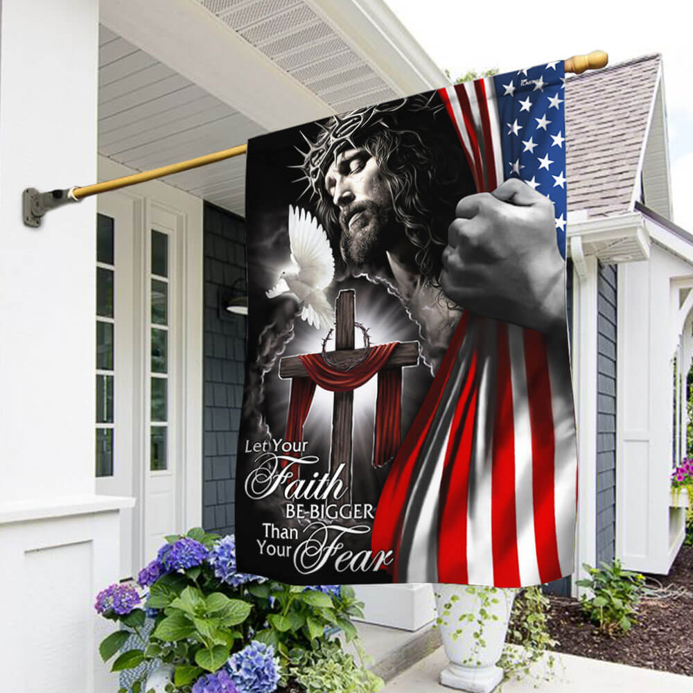 My God. Jesus Christian Flag. Let Your Faith Be Bigger Than Your Fear Flag 3-Day Shipping