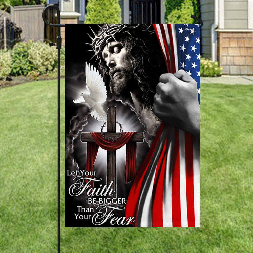 My God. Jesus Christian Flag. Let Your Faith Be Bigger Than Your Fear Flag 3-Day Shipping