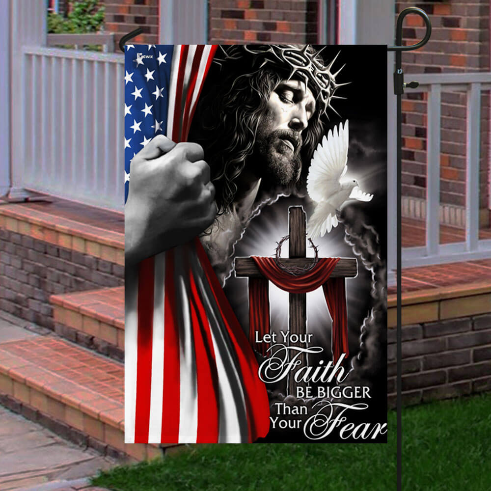 My God. Jesus Christian Flag. Let Your Faith Be Bigger Than Your Fear Flag 3-Day Shipping