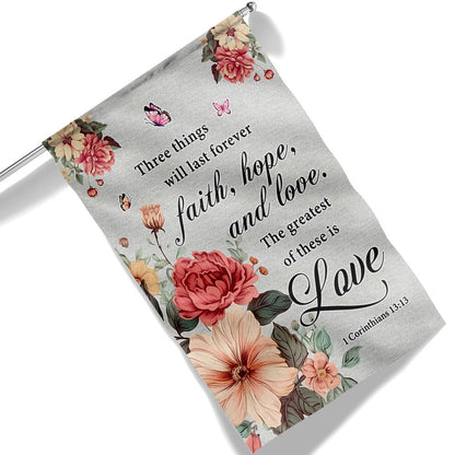 Faith Love Hope Bible Verse Christian Flag