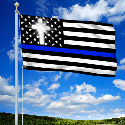 The Thin Blue Line Flag Christian Cross