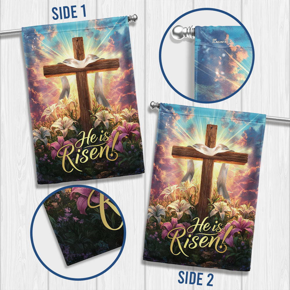 Easter Cross He Is Risen Resurrection of Jesus Christian Cross Flag