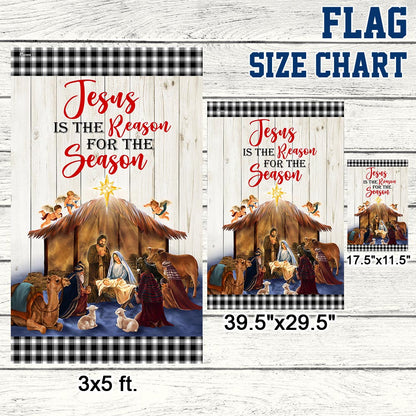 Holy Family Nativity of Jesus Christmas Flag Jesus Is The Reason For The Season Flag