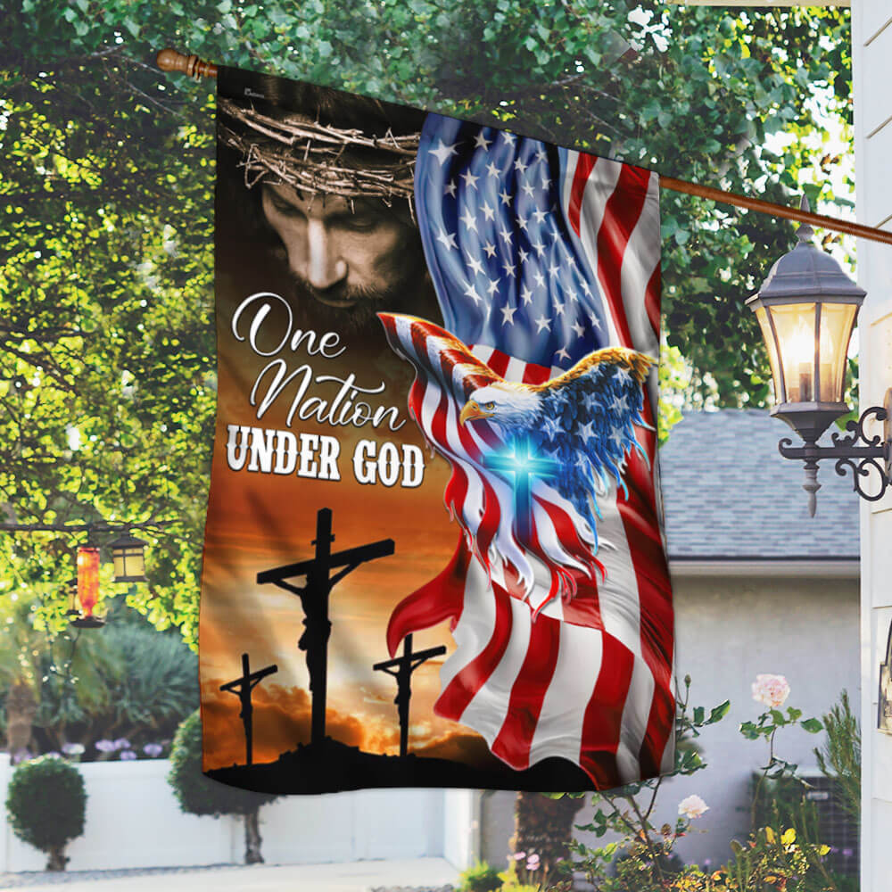 Flagwix American Flag - One Nation Under God, Jesus Christian American Patriotic Eagle Flag