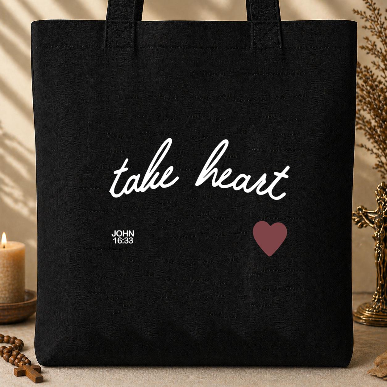 Take Heart John 16.33 Tote Bag