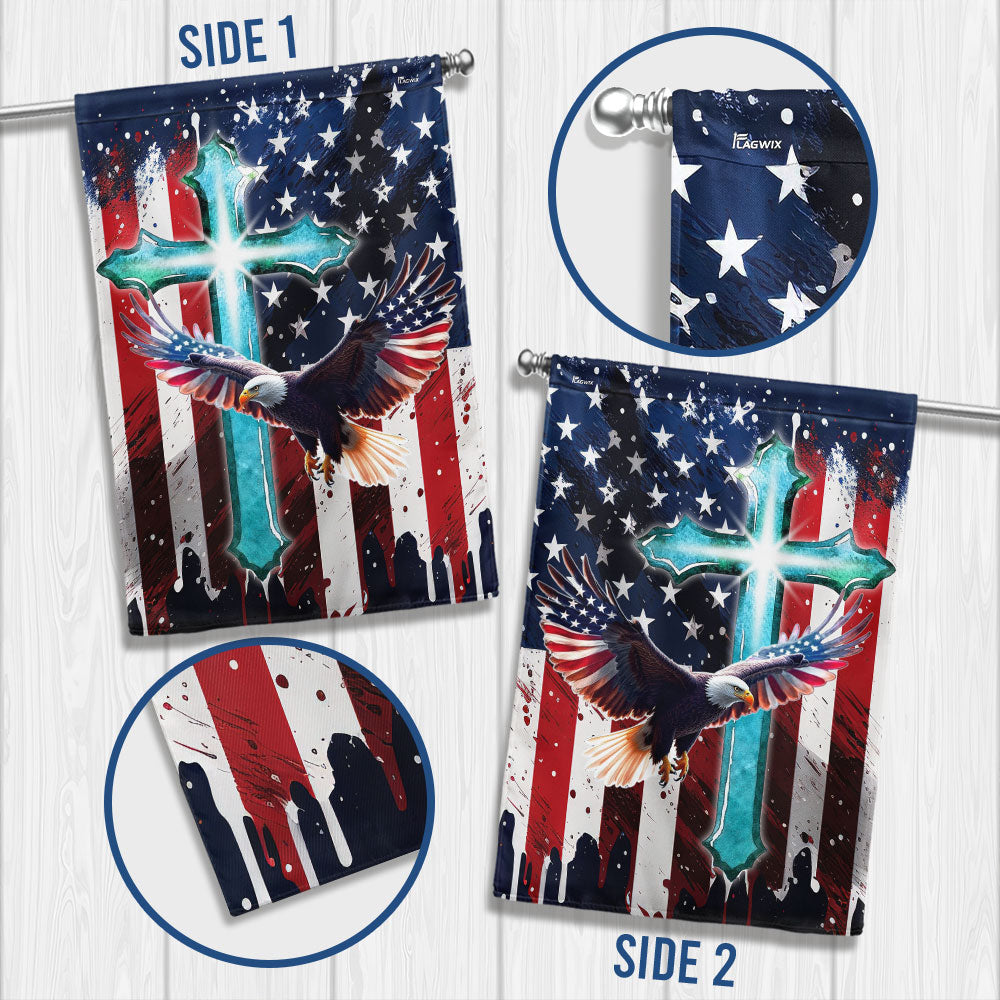 Flagwix American Flag - Eagle Patriot Christian Cross 4th of july Flag
