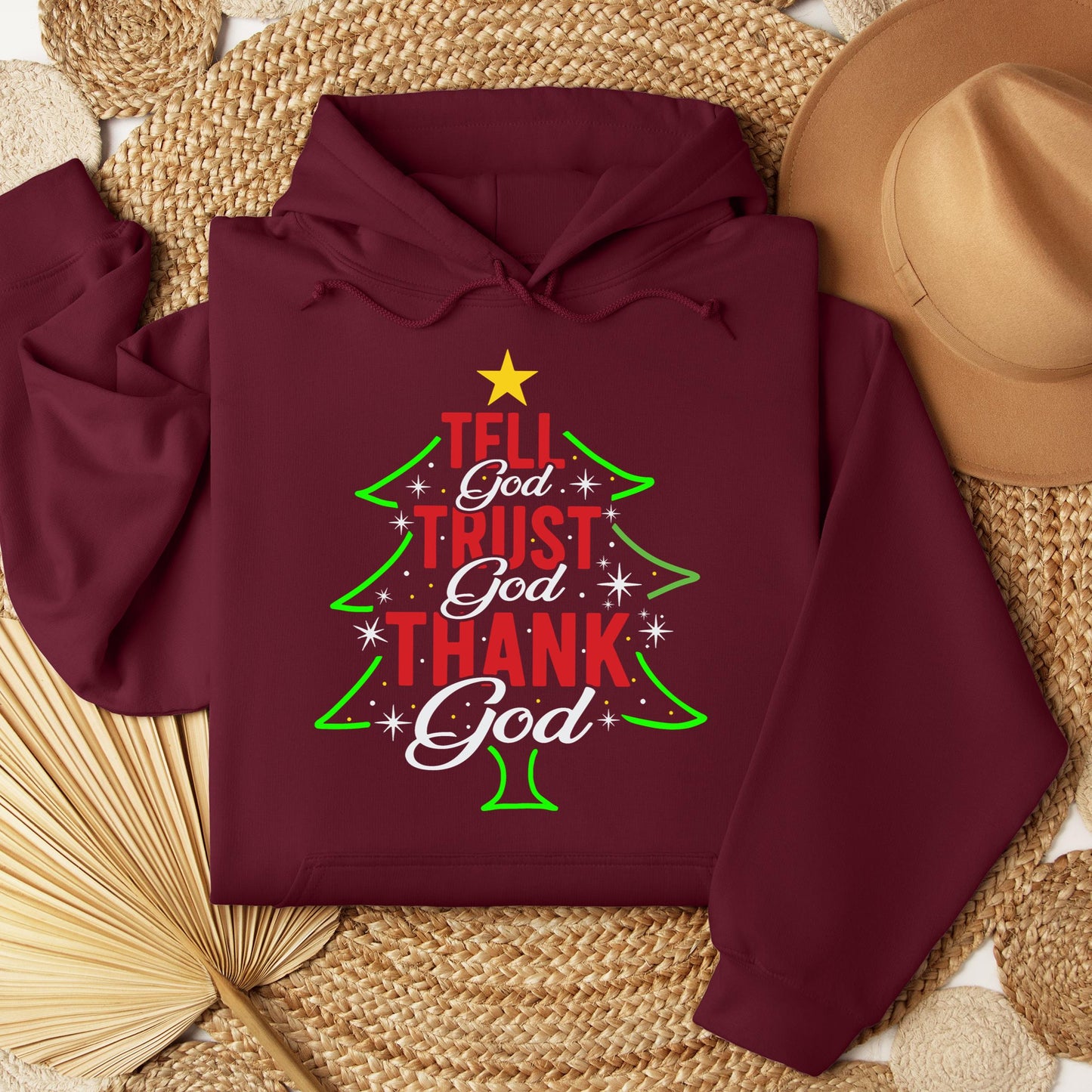 Tell God Trust God Thank God Christmas Tree