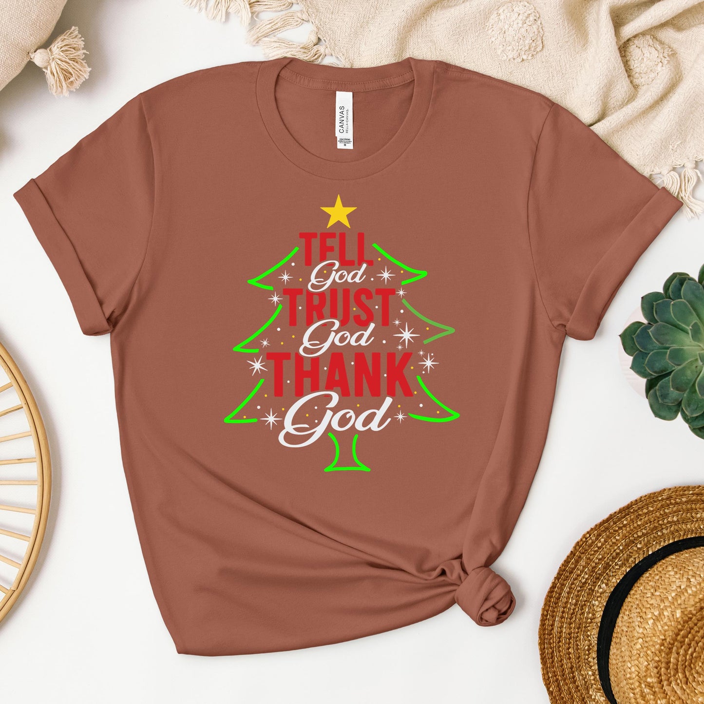 Tell God Trust God Thank God Christmas Tree