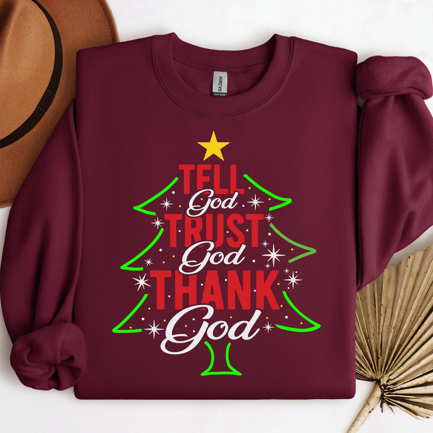 Tell God Trust God Thank God Christmas Tree