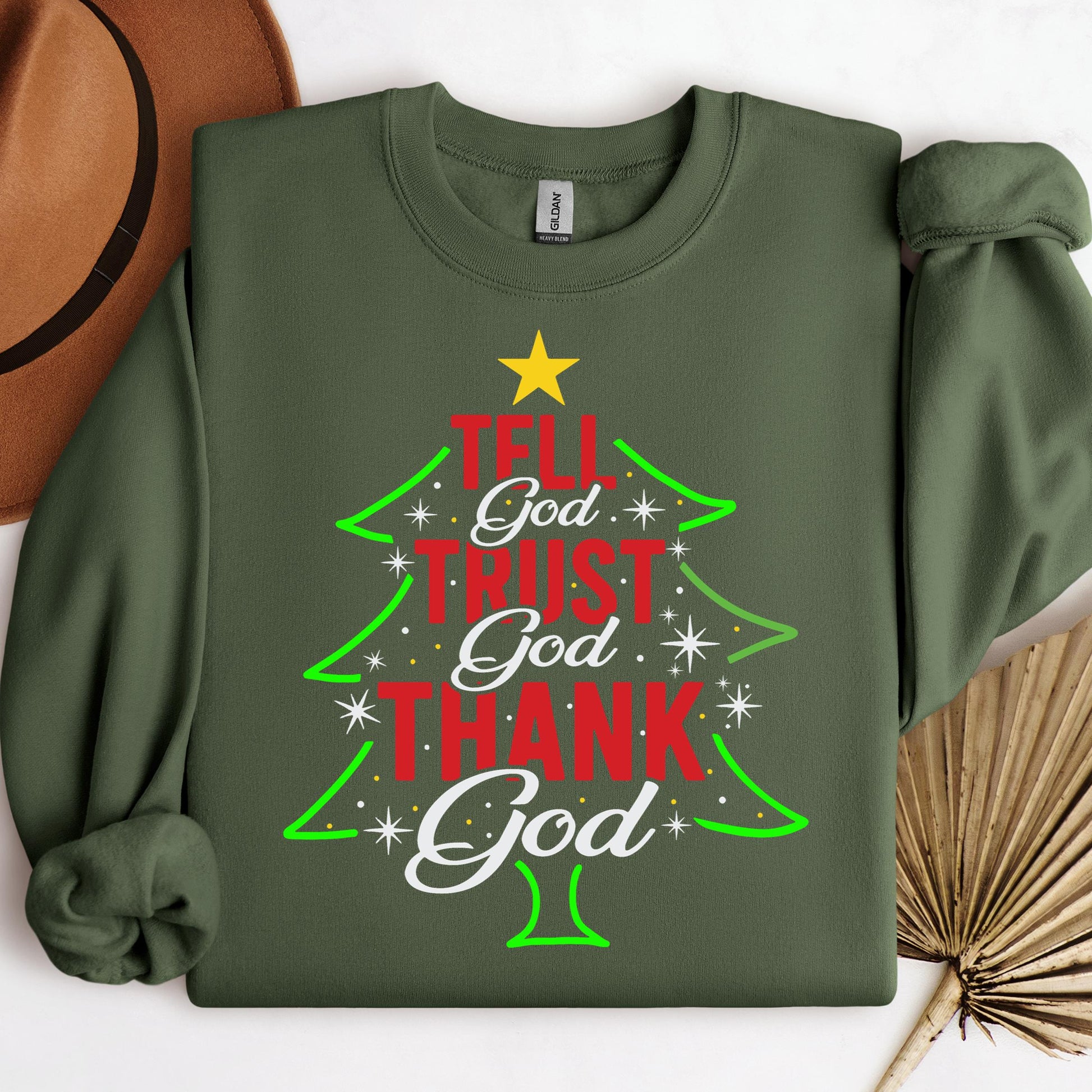 Tell God Trust God Thank God Christmas Tree