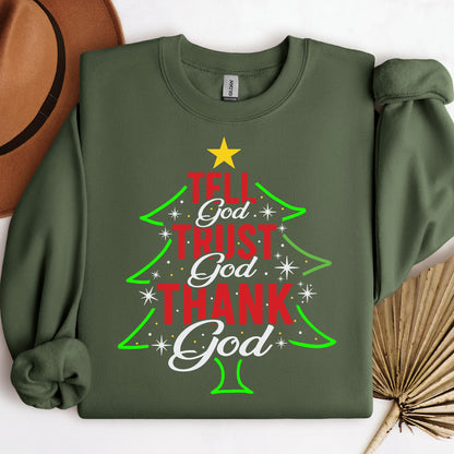 Tell God Trust God Thank God Christmas Tree