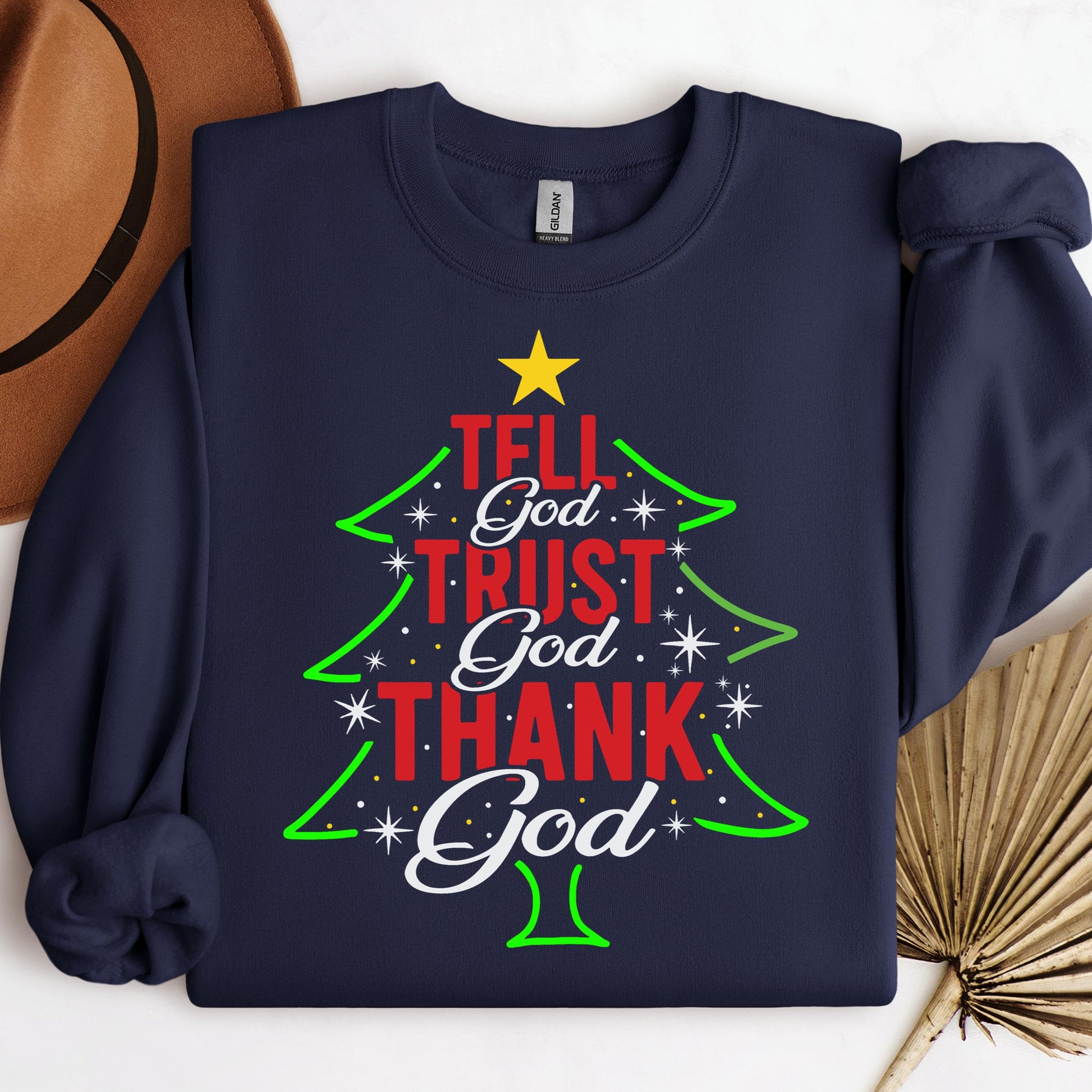 Tell God Trust God Thank God Christmas Tree