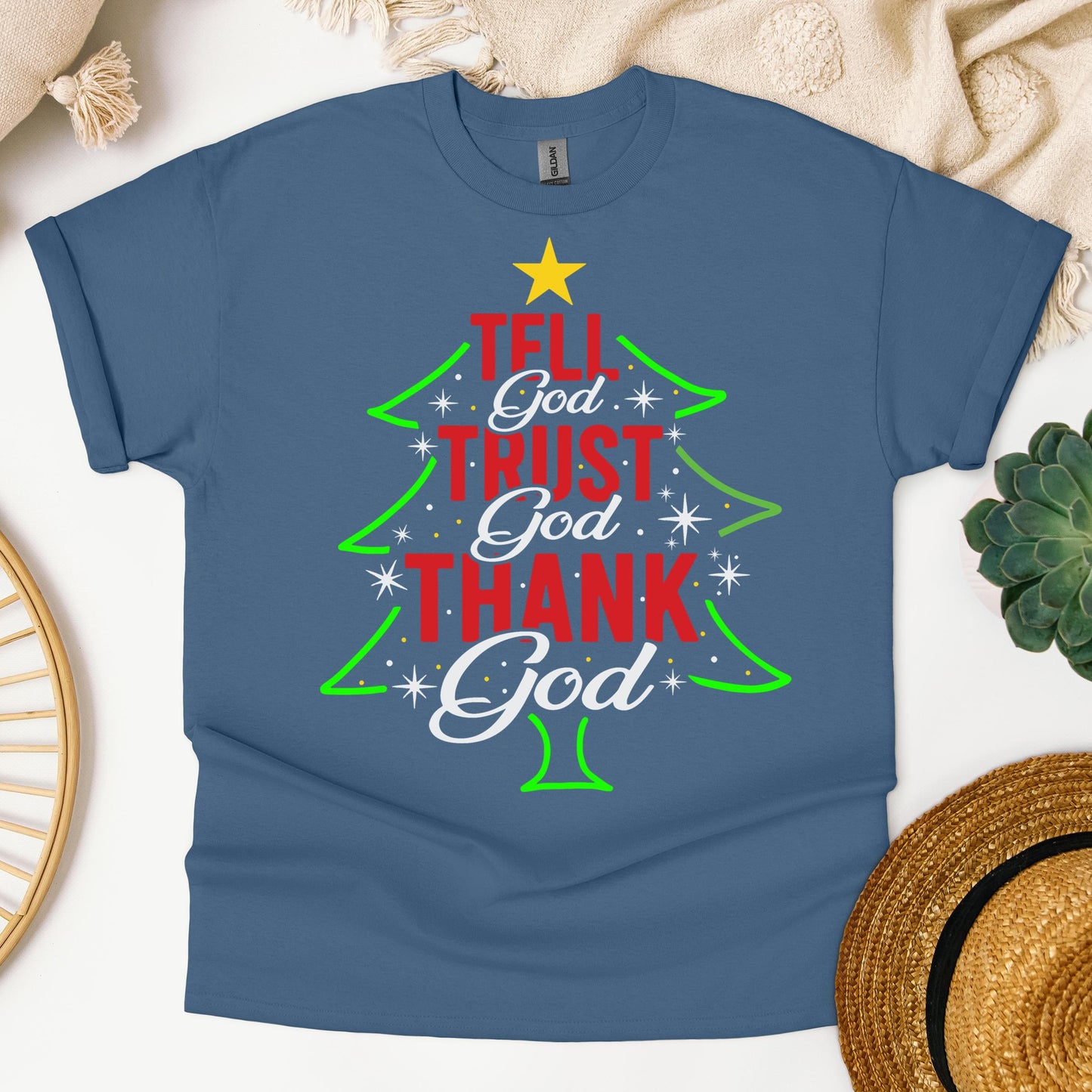 Tell God Trust God Thank God Christmas Tree