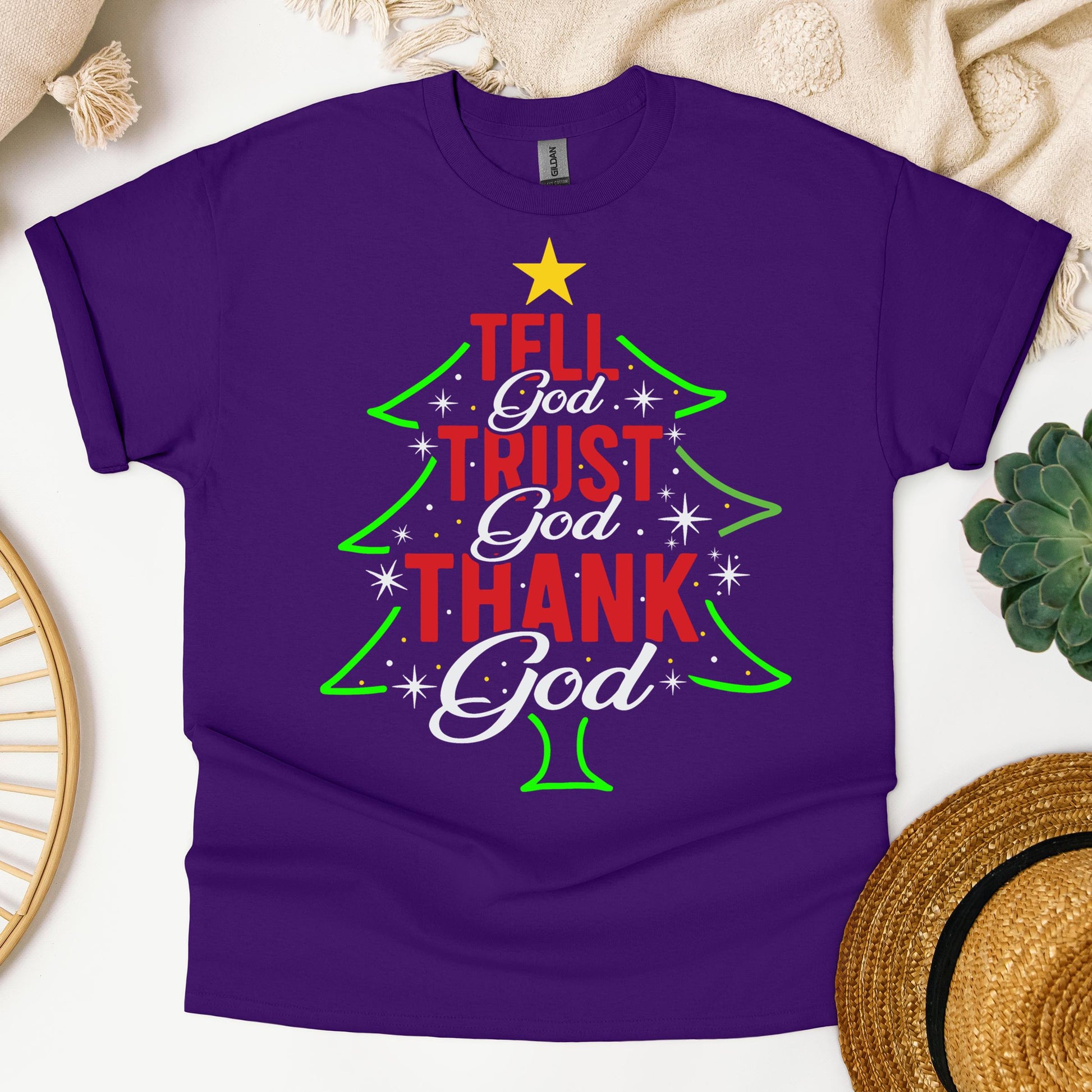 Tell God Trust God Thank God Christmas Tree
