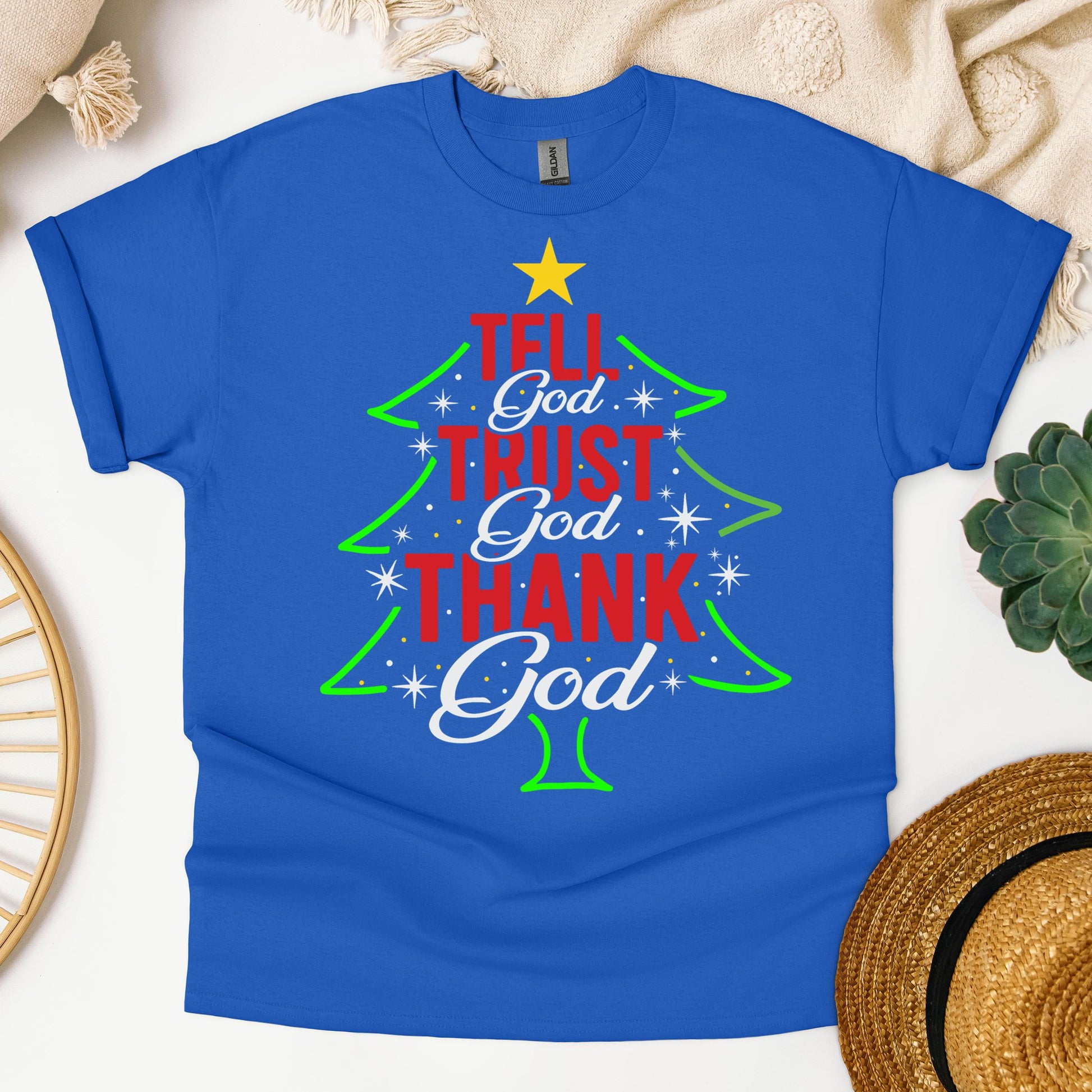 Tell God Trust God Thank God Christmas Tree