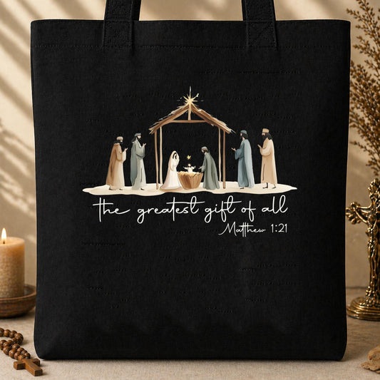 The Greatest Gift Of All Matthew 1.21 04 Tote Bag