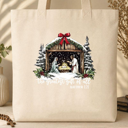 The Greatest Gift Of All Matthew 1.21 07 Tote Bag
