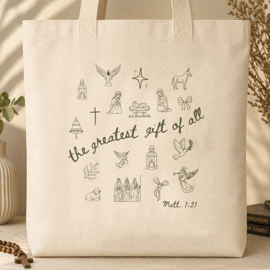 The Greatest Gift Of All Matthew 1.21 08 Tote Bag