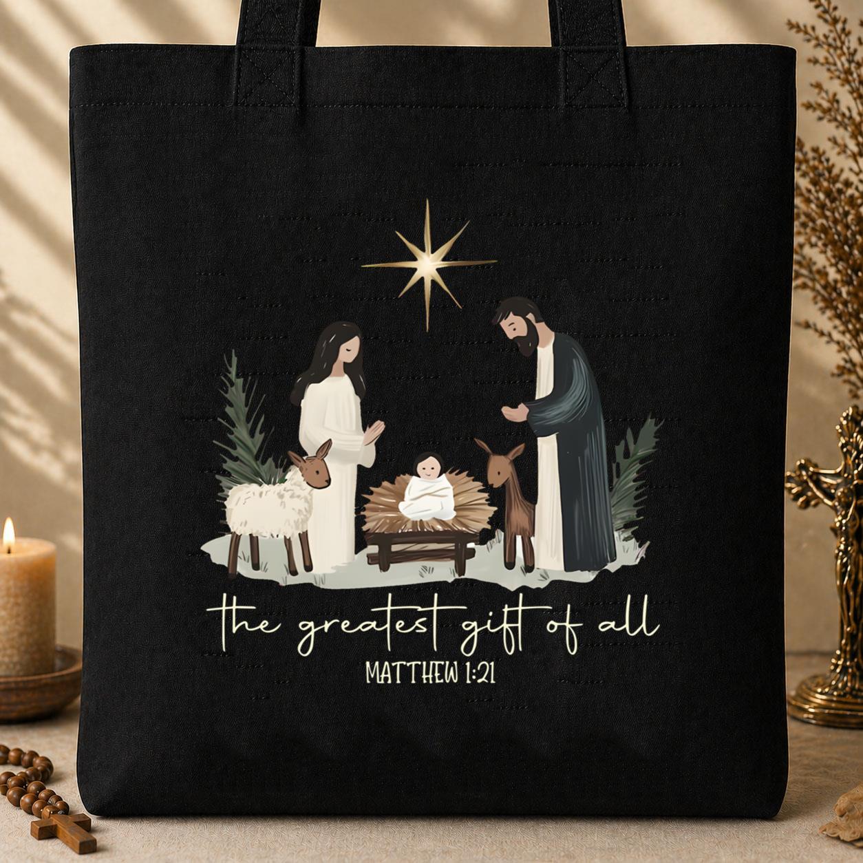 The Greatest Gift Of All Matthew 1.21 Tote Bag