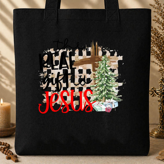 The Real Gift Is Jesus Tote Bag