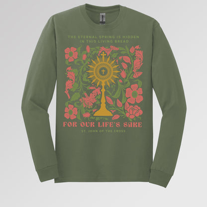The eternal spring is hidden in this living bread For our life's sake 01