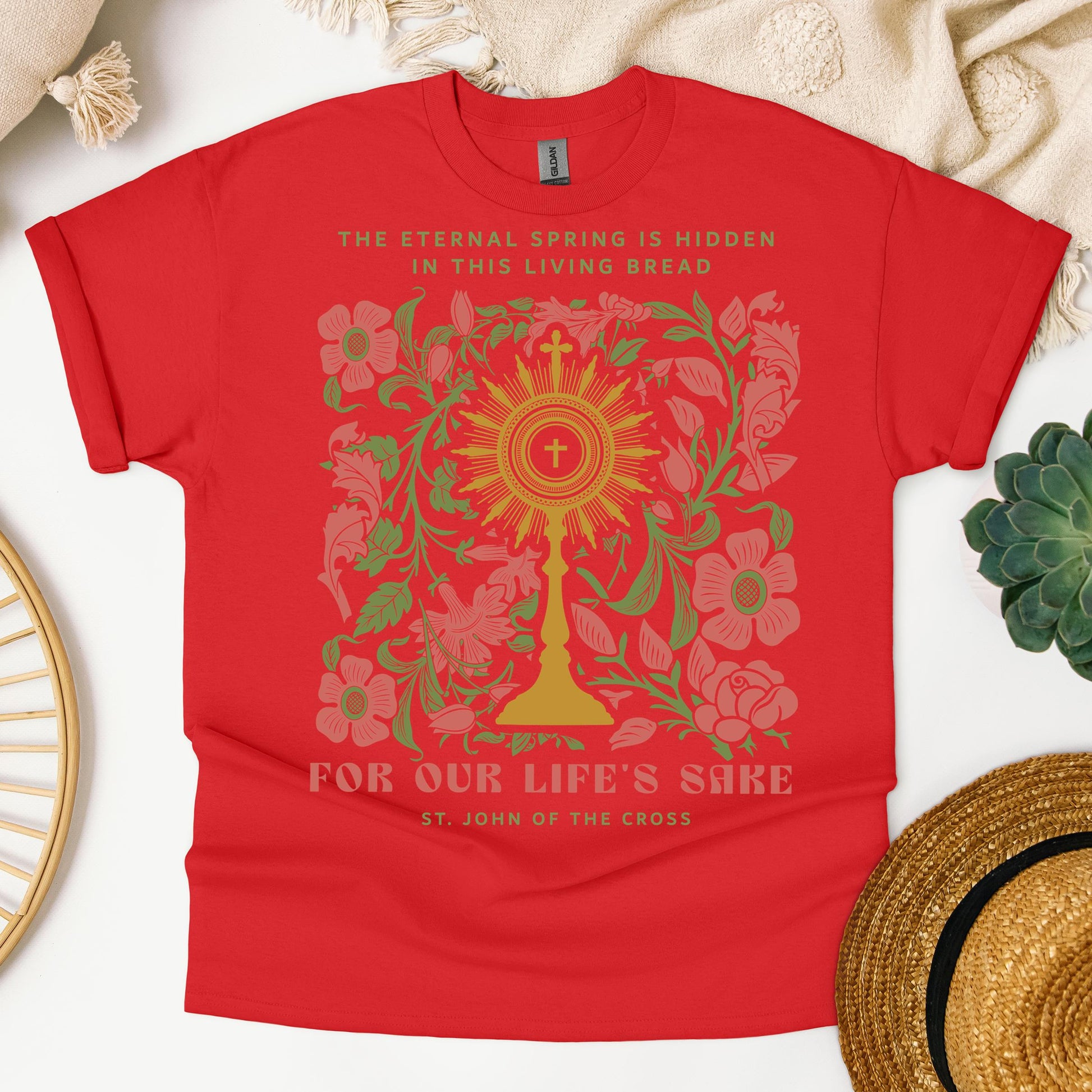 The eternal spring is hidden in this living bread For our life's sake 01
