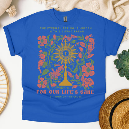 The eternal spring is hidden in this living bread For our life's sake 01