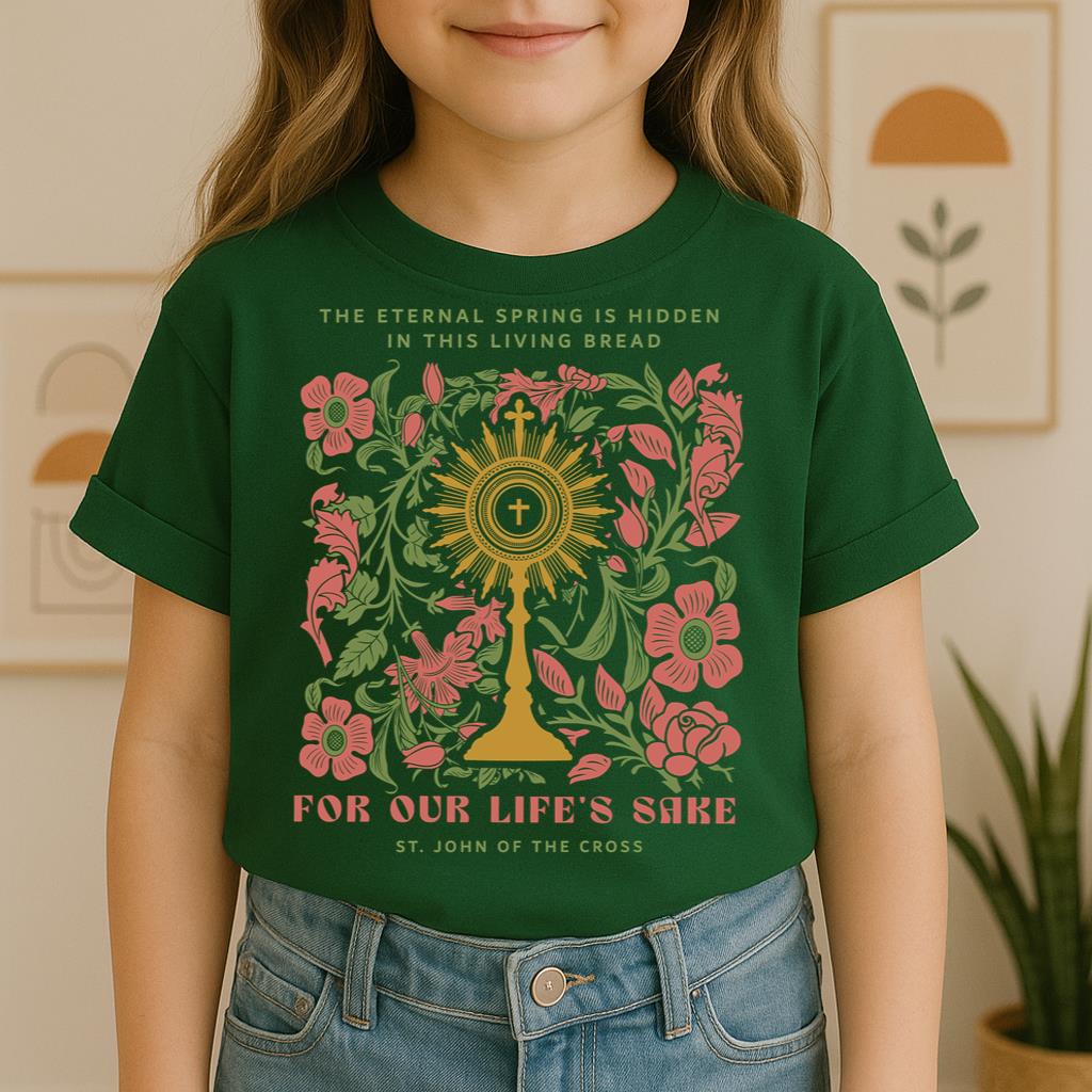 The eternal spring is hidden in this living bread For our life's sake 01