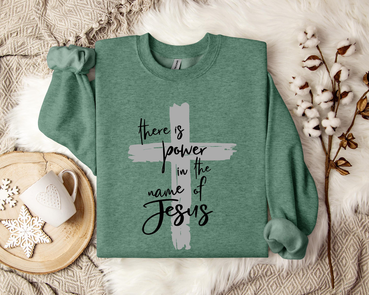 There Is Power In The Name Of Jesus Cross Sweatshirt