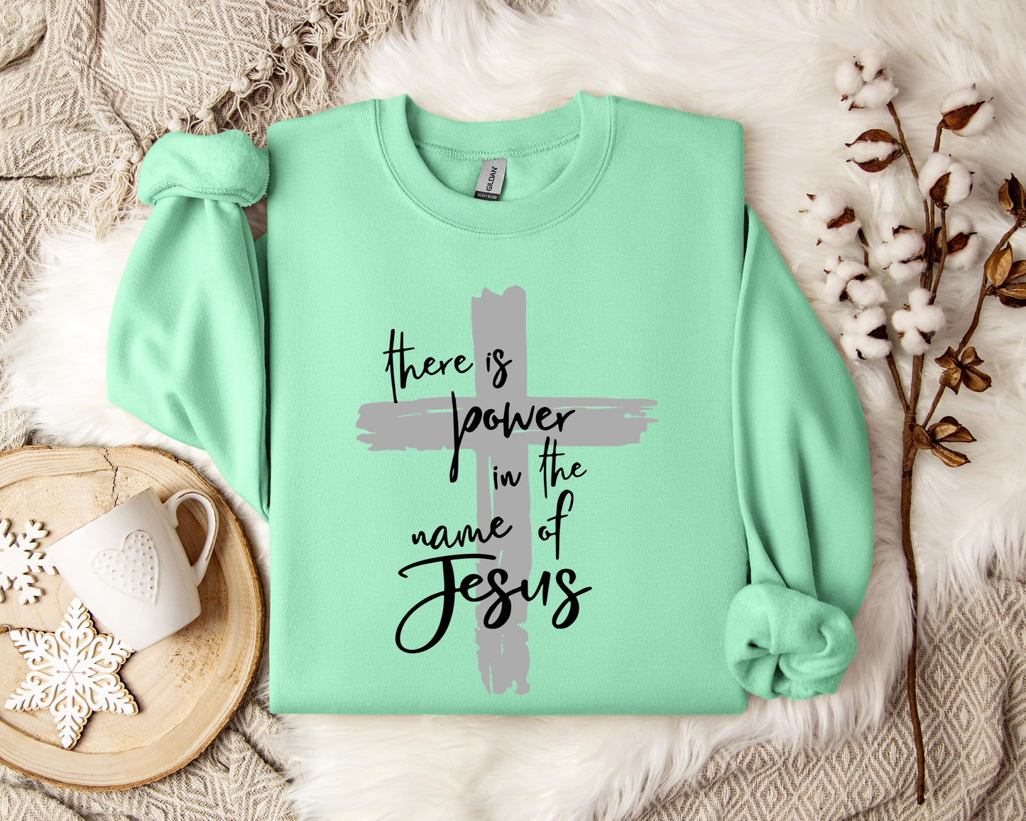There Is Power In The Name Of Jesus Cross Sweatshirt