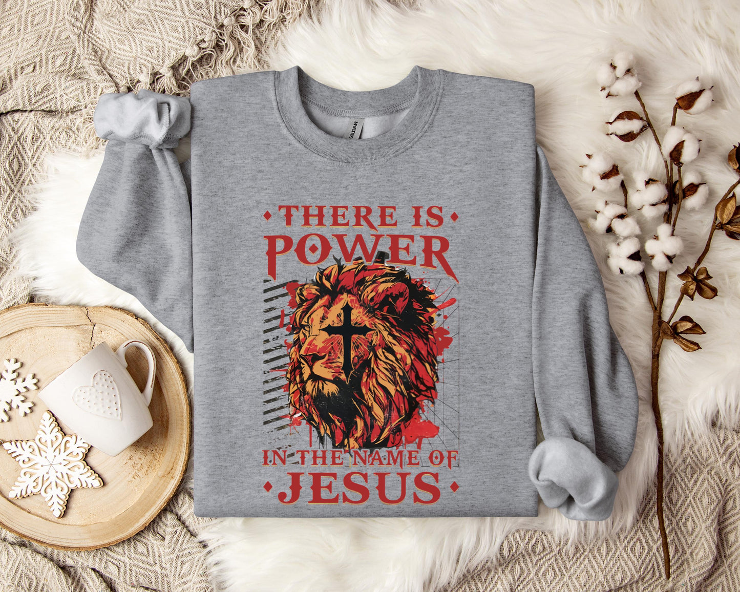 There Is Power In The Name Of Jesus Lion 3 Sweatshirt