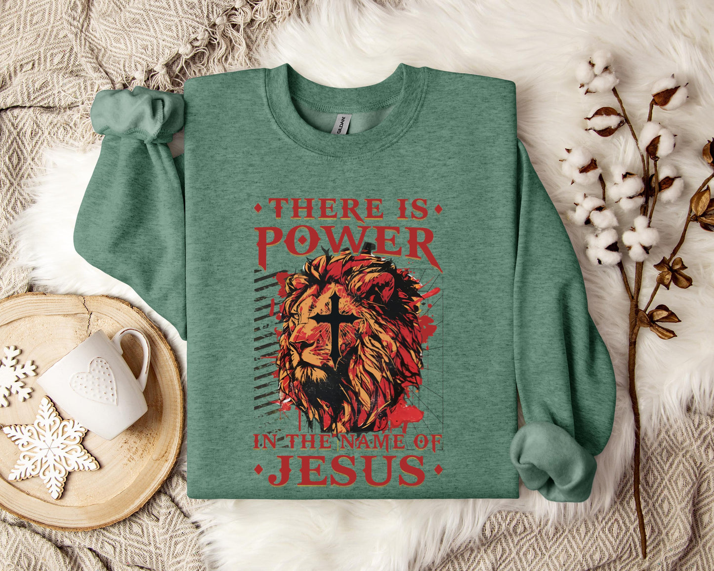 There Is Power In The Name Of Jesus Lion 3 Sweatshirt
