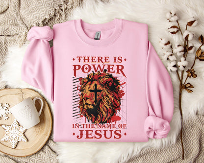 There Is Power In The Name Of Jesus Lion 3 Sweatshirt