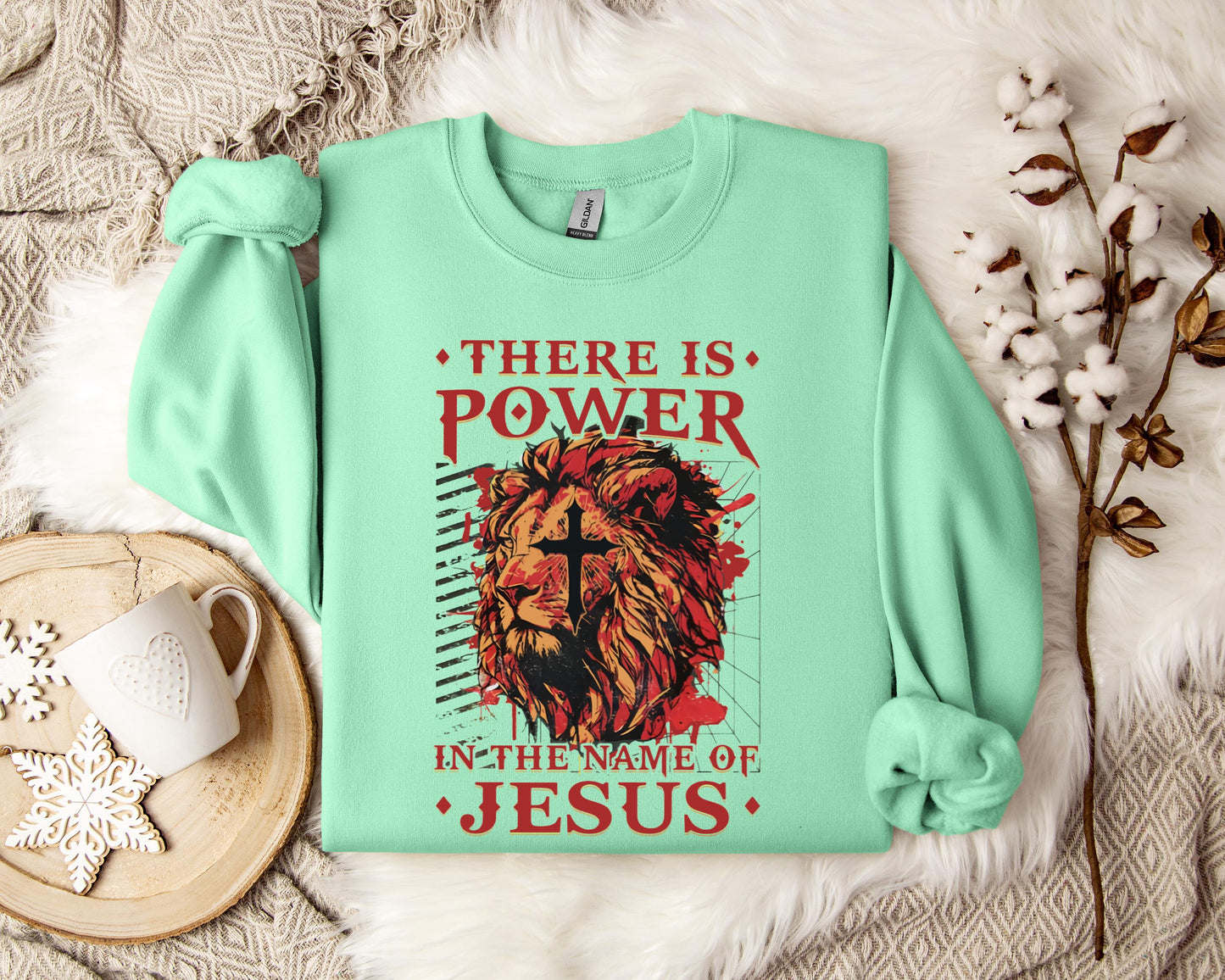 There Is Power In The Name Of Jesus Lion 3 Sweatshirt