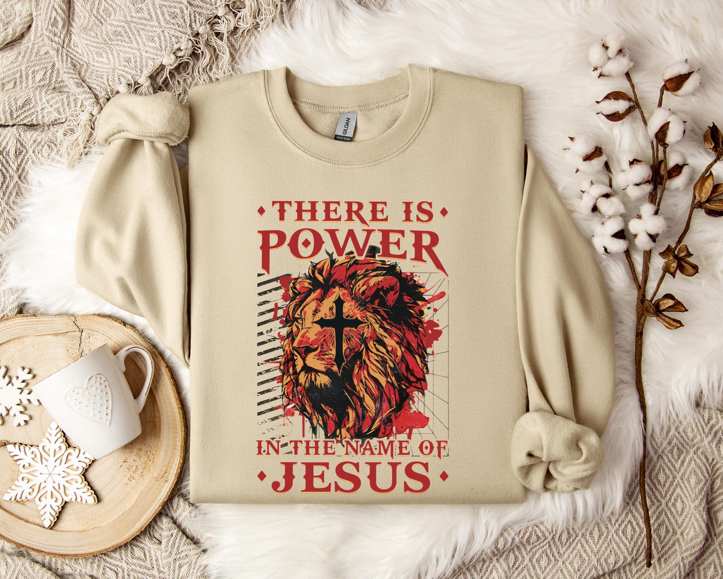 There Is Power In The Name Of Jesus Lion 3 Sweatshirt