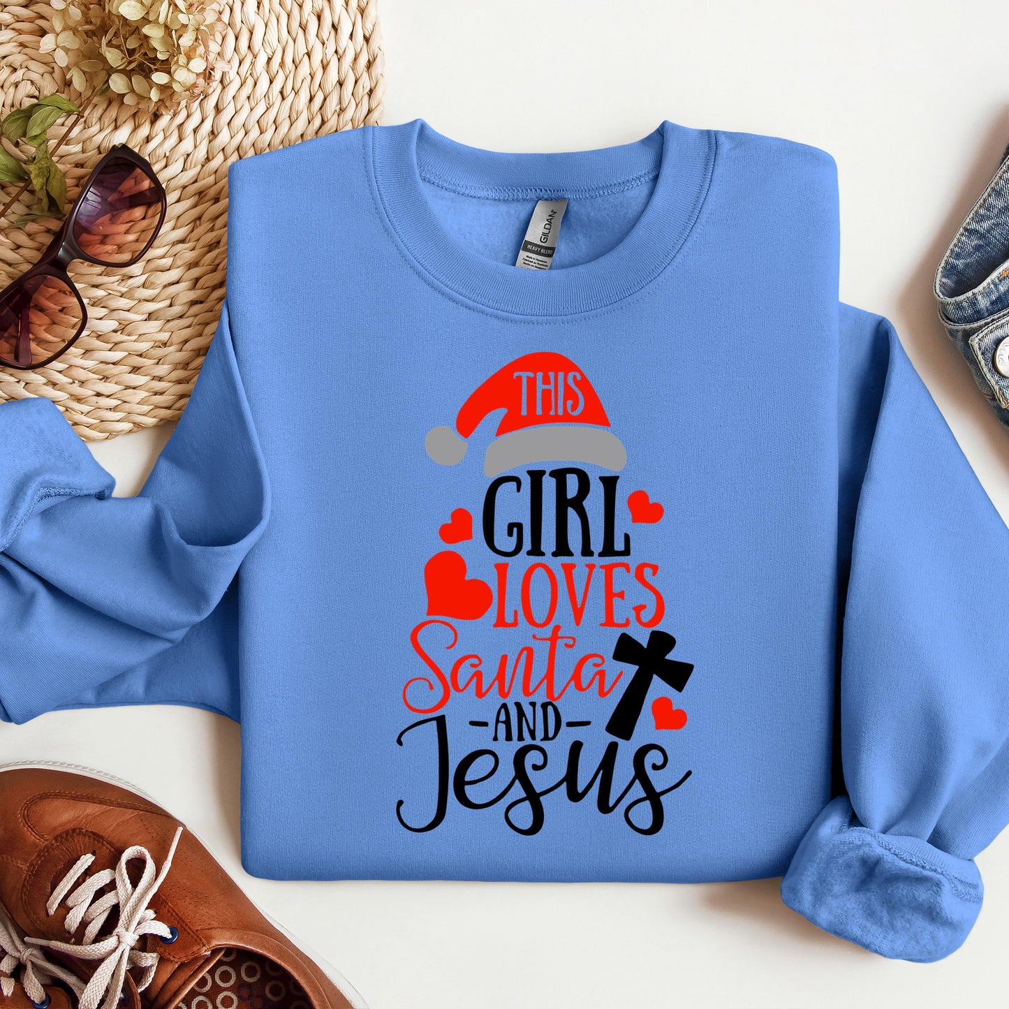 This Girl Loves Santa And Jesus