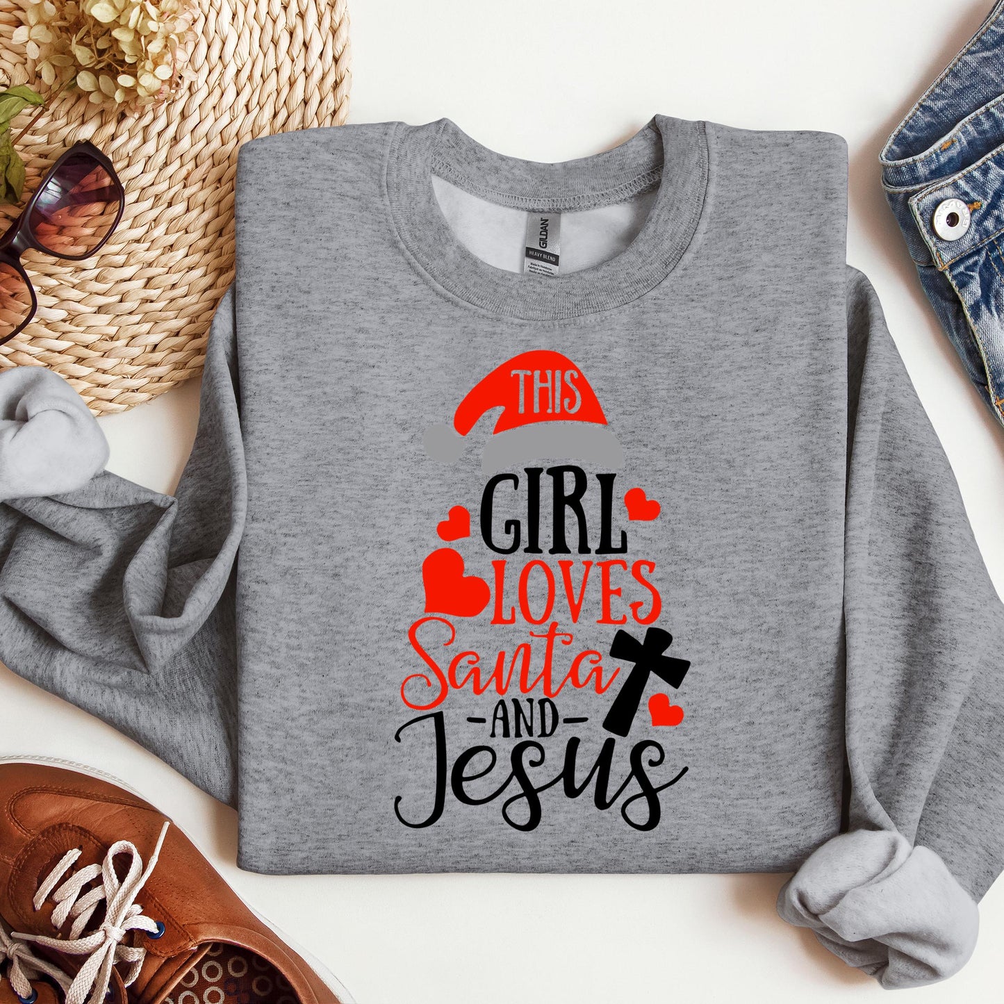 This Girl Loves Santa And Jesus