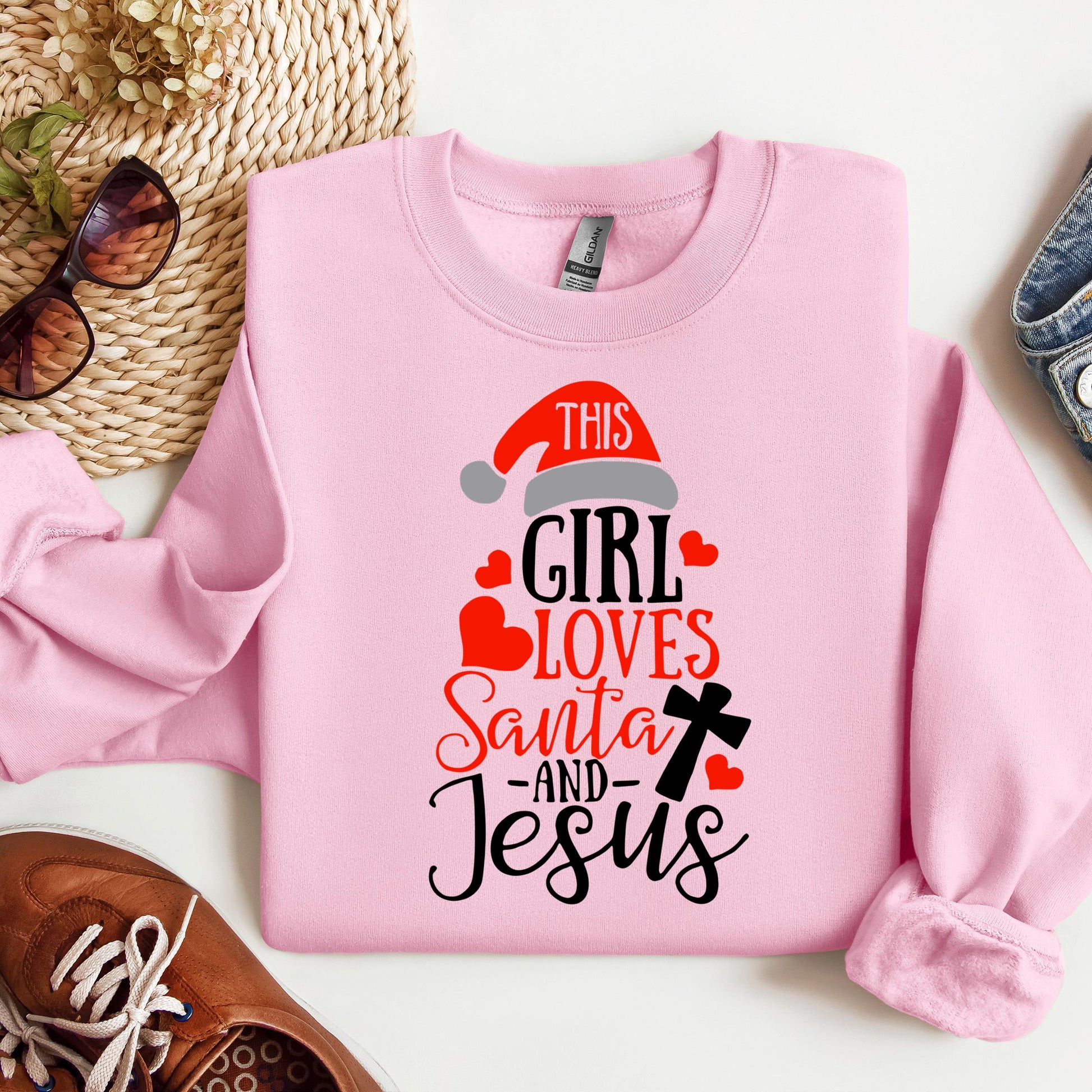 This Girl Loves Santa And Jesus