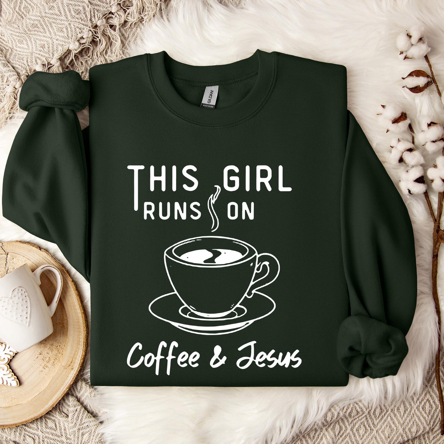 This Girl Runs On Coffee & Jesus Sweatshirt