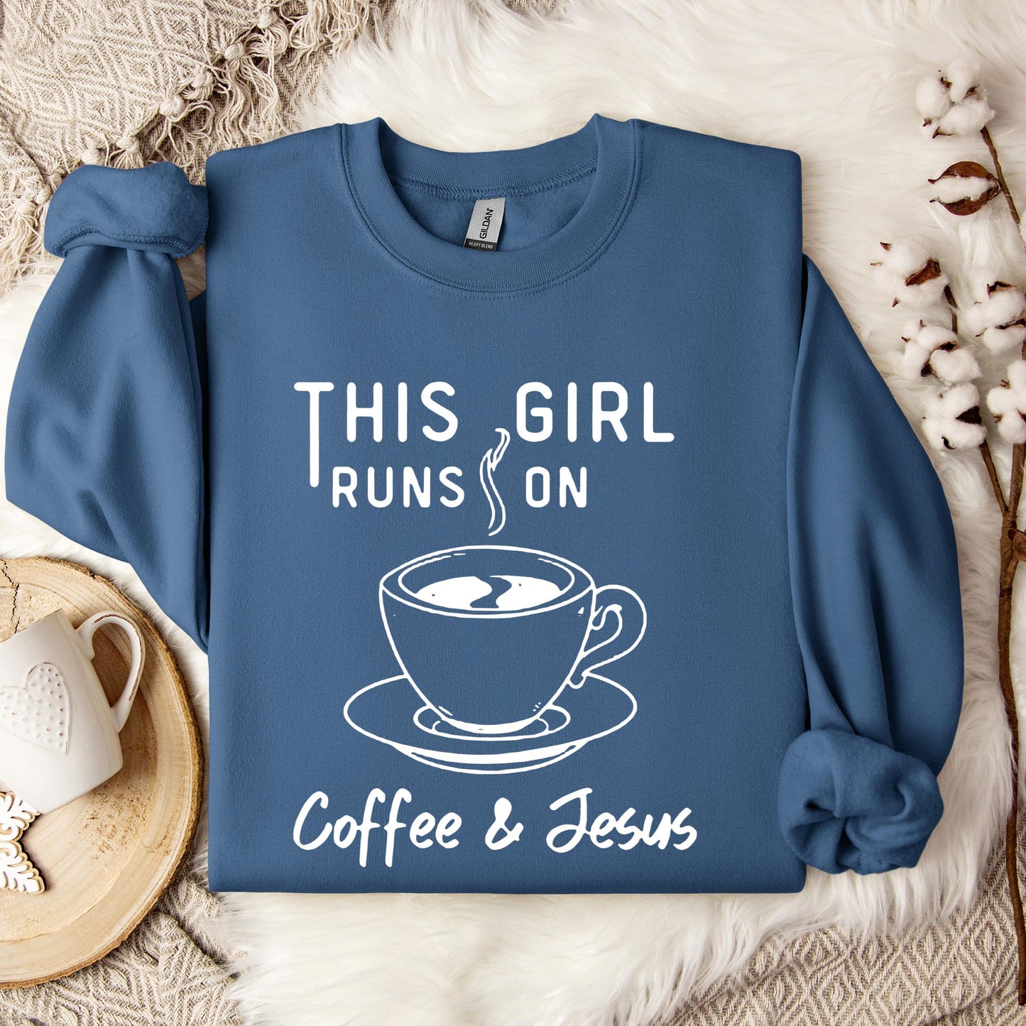 This Girl Runs On Coffee & Jesus Sweatshirt