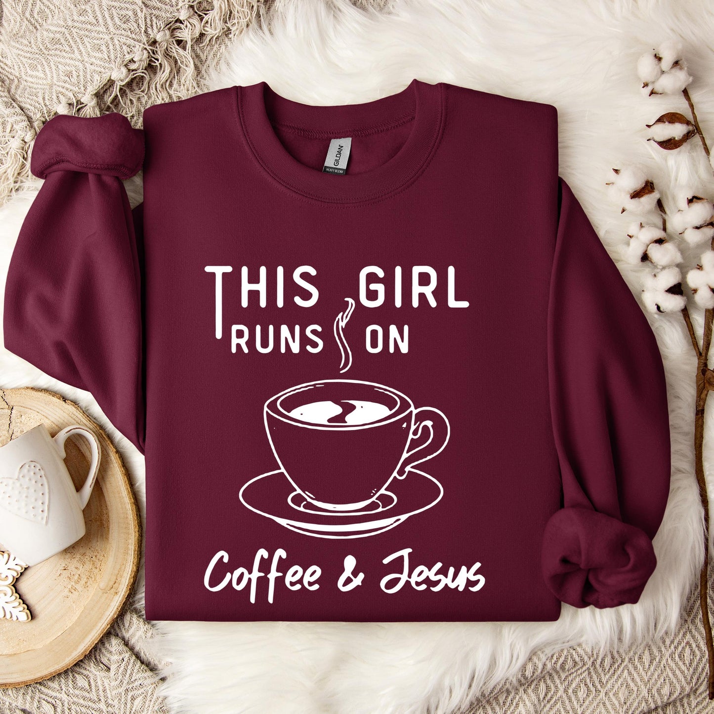This Girl Runs On Coffee & Jesus Sweatshirt