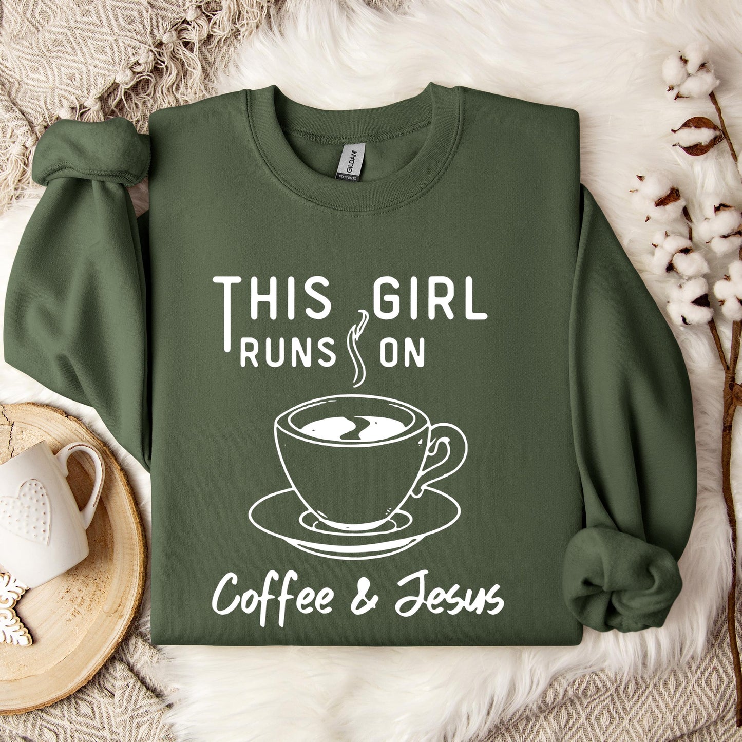 This Girl Runs On Coffee & Jesus Sweatshirt