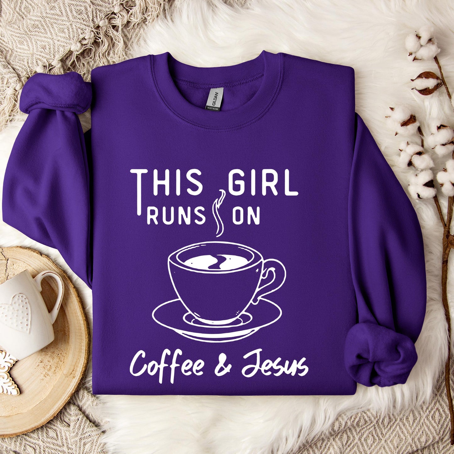 This Girl Runs On Coffee & Jesus Sweatshirt