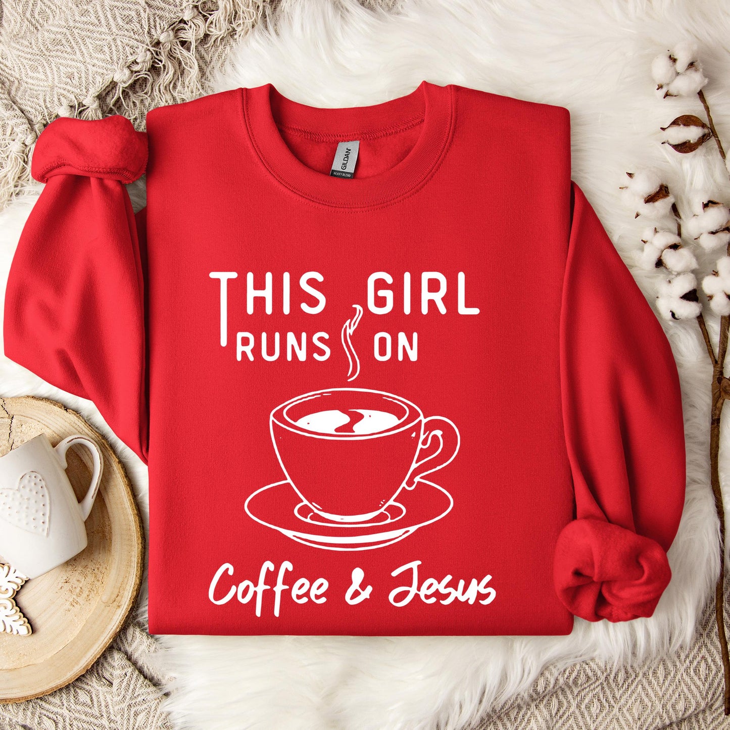 This Girl Runs On Coffee & Jesus Sweatshirt