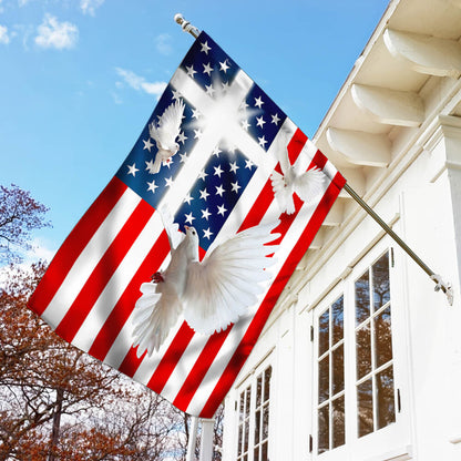Peace Dove Christian Cross American Flag