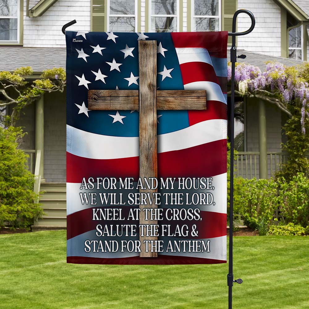 FLAGWIX  Jesus Cross Patriotic Flag As For Me And My House We Will Serve The Lord Flag