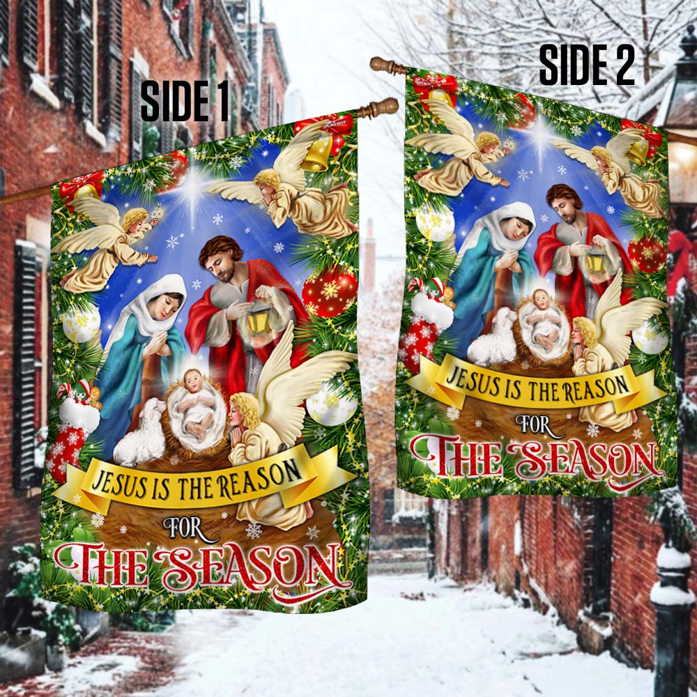 Nativity of Jesus Holy Night Christmas Flag Jesus Is The Reason For The Season