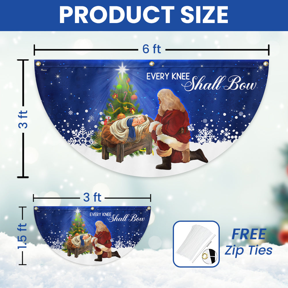 Santa Claus Christmas Baby Jesus Every Knee Shall Bow Non-Pleated Fan Flag