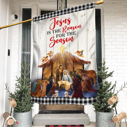 Holy Family Nativity of Jesus Christmas Flag Jesus Is The Reason For The Season Flag