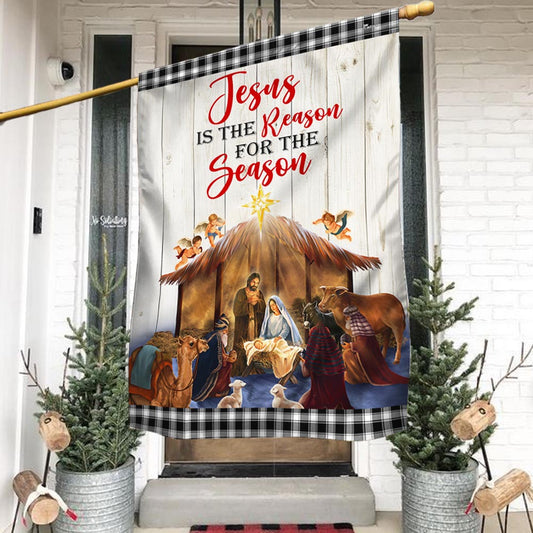 Holy Family Nativity of Jesus Christmas Flag Jesus Is The Reason For The Season Flag